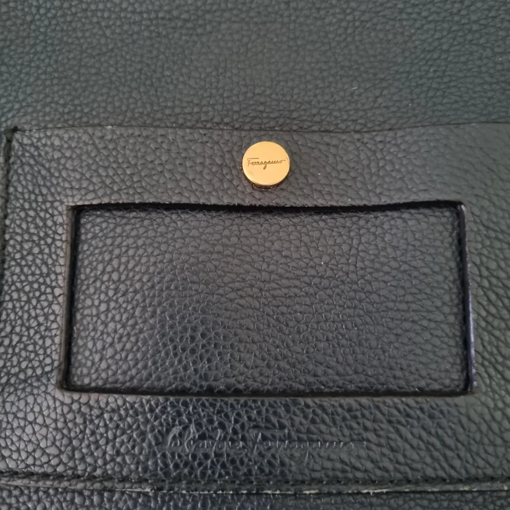 Men's ,and WomenDark Green Leather Briefcase with Gold Hardware ,Ferragamo